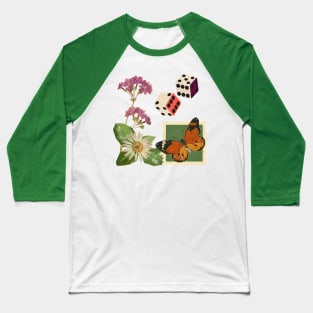 Roll The Dice Minimalist Butterfly Dice Flower Texture Baseball T-Shirt